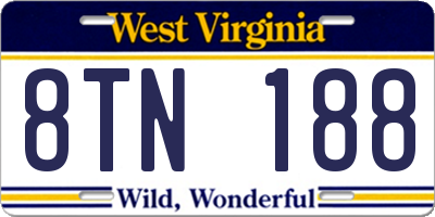WV license plate 8TN188