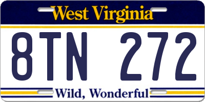 WV license plate 8TN272