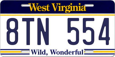 WV license plate 8TN554