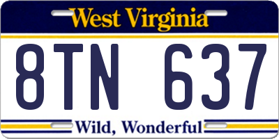 WV license plate 8TN637