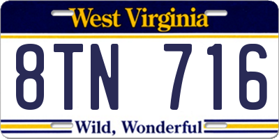 WV license plate 8TN716