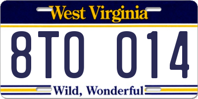 WV license plate 8TO014