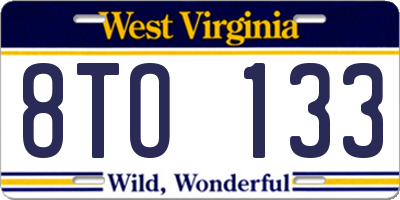WV license plate 8TO133