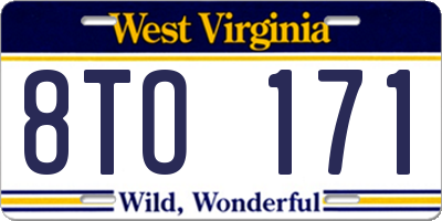 WV license plate 8TO171