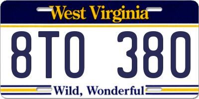 WV license plate 8TO380
