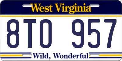 WV license plate 8TO957