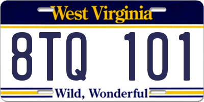 WV license plate 8TQ101