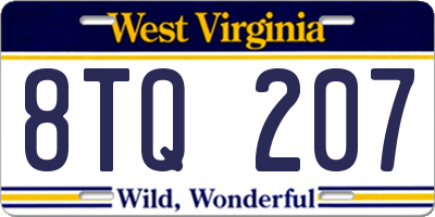 WV license plate 8TQ207