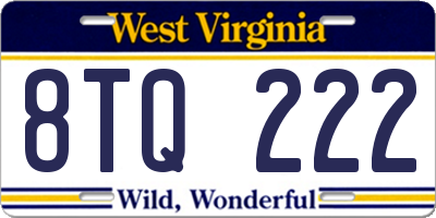 WV license plate 8TQ222