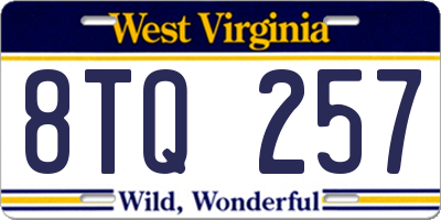 WV license plate 8TQ257