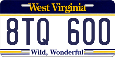 WV license plate 8TQ600