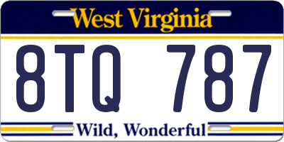 WV license plate 8TQ787