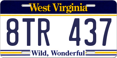 WV license plate 8TR437