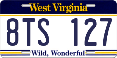 WV license plate 8TS127