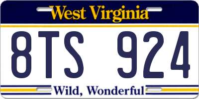 WV license plate 8TS924