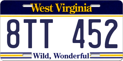 WV license plate 8TT452