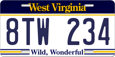 WV license plate 8TW234