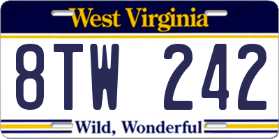 WV license plate 8TW242