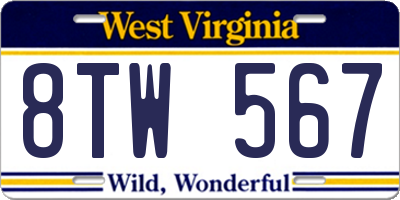 WV license plate 8TW567