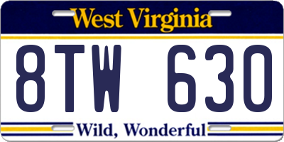 WV license plate 8TW630