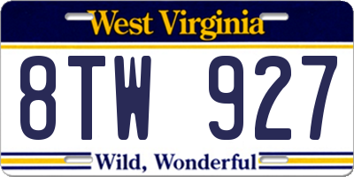 WV license plate 8TW927
