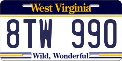 WV license plate 8TW990
