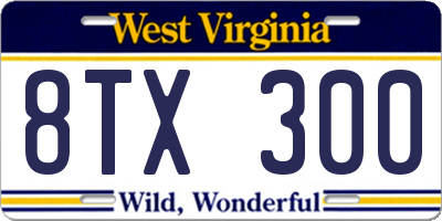 WV license plate 8TX300