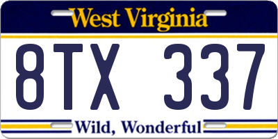 WV license plate 8TX337