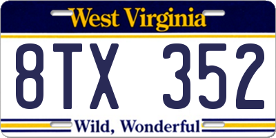 WV license plate 8TX352
