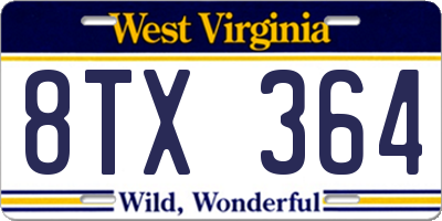WV license plate 8TX364