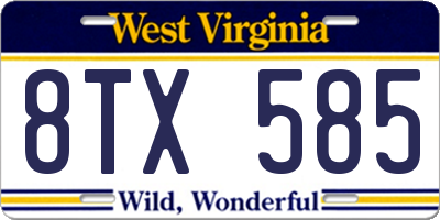 WV license plate 8TX585