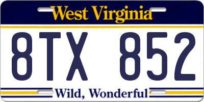 WV license plate 8TX852