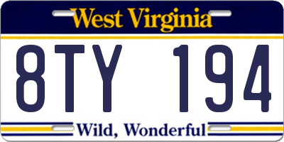 WV license plate 8TY194