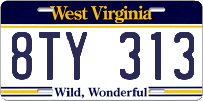 WV license plate 8TY313