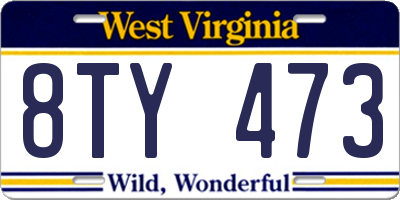 WV license plate 8TY473