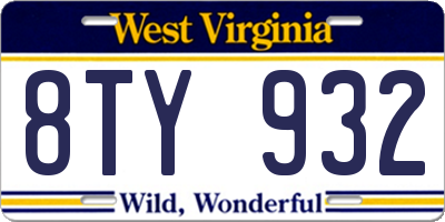 WV license plate 8TY932