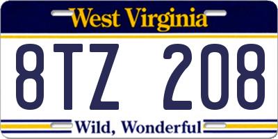 WV license plate 8TZ208