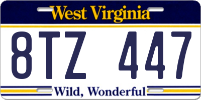 WV license plate 8TZ447