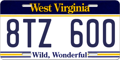 WV license plate 8TZ600