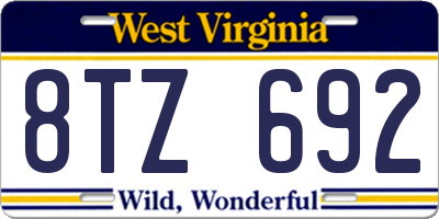 WV license plate 8TZ692