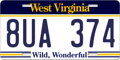 WV license plate 8UA374