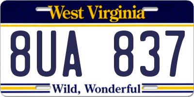 WV license plate 8UA837