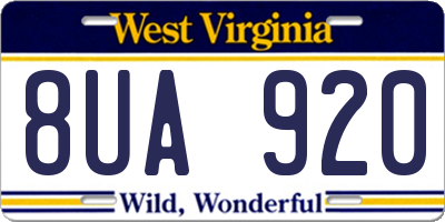 WV license plate 8UA920