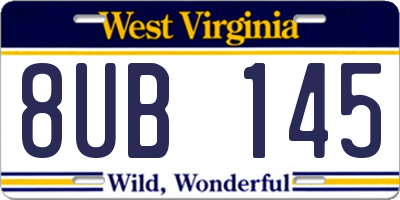 WV license plate 8UB145