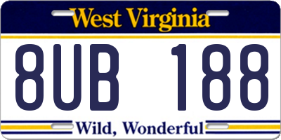 WV license plate 8UB188