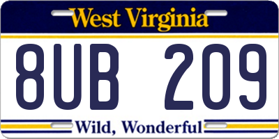 WV license plate 8UB209