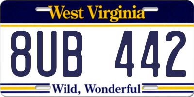 WV license plate 8UB442
