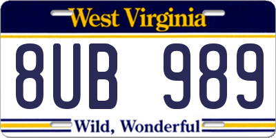 WV license plate 8UB989