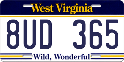 WV license plate 8UD365