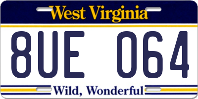 WV license plate 8UE064